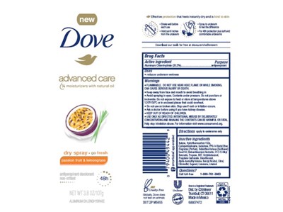 Dove Passion Fruit Lemongrass Dry Spray Ap Deo Ae (Dove Dry Spray Passion Fruit Lemongrass  Antiperspirant Deodorant)